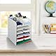 Relaxdays Schreibtisch Organizer mit Dokumentenablage, 12 Fächer, HBT: 34,5 x 25 x 32 cm, Büroorganizer MDF, weiß