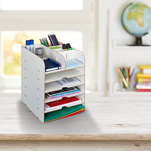 Relaxdays Desk Organiser, 12 Compartments, Letter Tray, Office Document Tray, A4 Format, HWD: 34.5 x 25 x 32 cm, White - Image 2