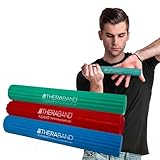 THERABAND FlexBar Tennisarm-Therapiestange, lindert Sehnenentzündungsschmerzen und verbessert die Griffstärke, Widerstandsstange für Golferarm und Sehnenentzündung, 3 Stück, leicht, mittelschwer,