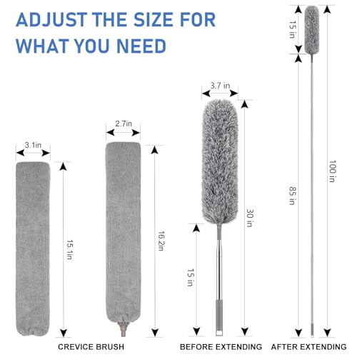 Image of SetSail Dusters for Cleaning 100-inch Extra-Long Gap Duster with Extension Pole Bendable Microfiber Head Washable Ceiling Fan Cleaner Duster for High Ceilings, Floor