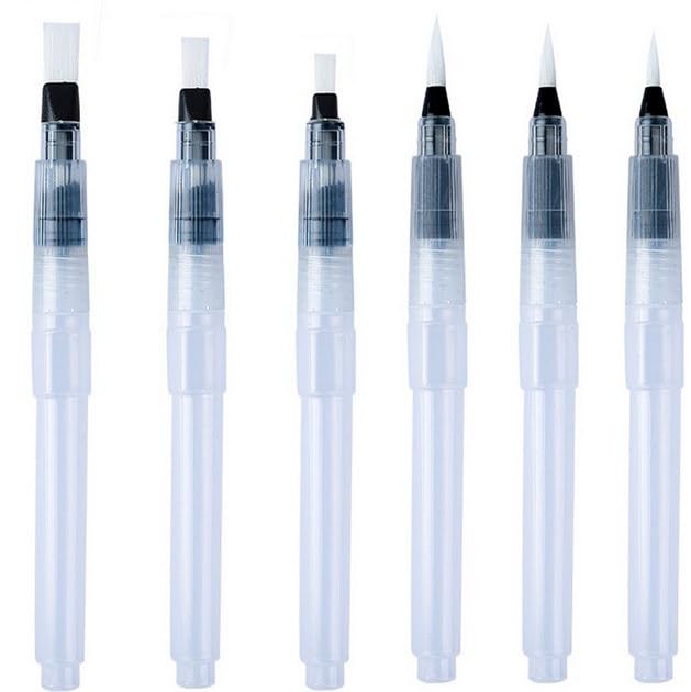 Lot De 5 Stylos Pinceaux Pentel - Calligraphie, Dessin Manga - Encres Noël (noir, Rouge, Vert, Ocre, Gris)