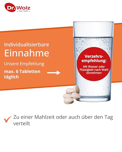 Dr. Wolz B-Komplex + Biotin + Folsäure Hefetabletten, zur zusätzlichen Versorgung mit Vitaminen des B-Komplexes (B1, B2, B6, B12, Biotin, Folsäure) 300 Tabletten