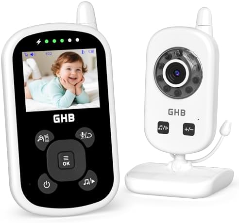 GHB Babyphone Camera Bebe Surveillance 2.4" LCD Baby Phone avec C...