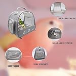 Bird Travel Carrier with Stand Perch and Stainless Tray,Portable Small Bird Parrot Parakeet Cockatiel Carrier for Hiking,Airline Approved. (Grey) - Image 3