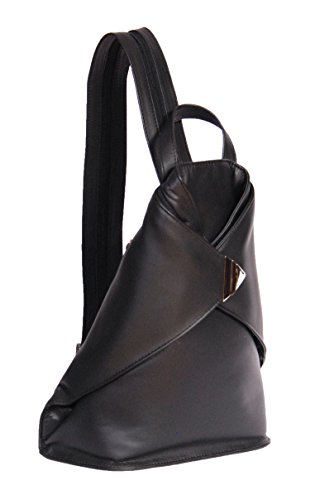 Sac à dos de voyage en cuir noir femme HLG922 avec espace cosmétique
