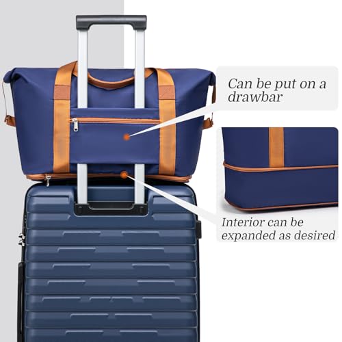 Luggage Sets 5 Piece Suitcases with Wheels, Suitcase Set ABS Hard Case Luggage with Lock Spinner Wheels Durable Travel Luggage, DarkBlue, ABS 5 Piece Sets (20/24/28/DB/TB), Hardside Luggage With by Cosbarn - Image 5