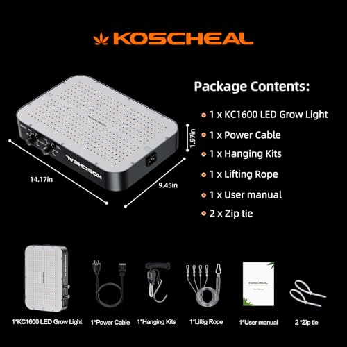 KOSCHEAL KC1600 160W LED Grow Light, 3 Modes, 2.9 µmol/J by KOSCHEAL - Image 7