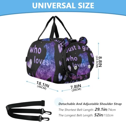 Bolsa de viaje Just A Girl Who Loves Pitbulls con zapatero independiente 3