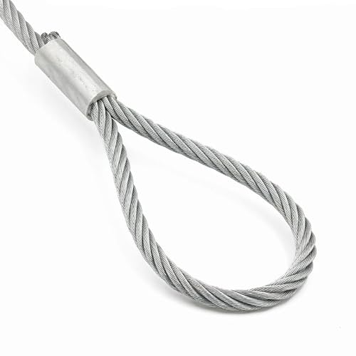 ALFA LOGISTIK Cable Acier 10mm Diamètre 5m Circuit avec Crochet et Œillet - Cable Metallique avec Crochet - Câble Acier 10mm avec Œillets et Crochets - Corde Cable à Élingue - Cable D'acier – vue 2