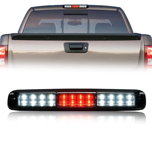 QLLUYTR Third Brake Light with Dual-Row Leds for 1999-2006 Chevy Silverado Gmc Sierra 1500 2500 3500hd, Pickup Truck Rear Cab Center Tail Lights High Mount 3rd Stop Reverse Cargo Led Lighting (Black)