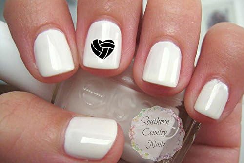 Volleyball Heart Black Nail Art Decals