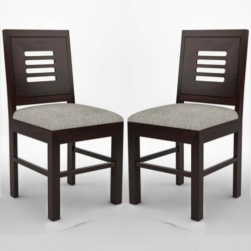 Image of Sheesham Wooden 2 Dining Chair Set for Living Room | Solid Wood Study Chair for Living Room | Office Chair for Home & Office | Rosewood Chair Set (Set of 2, Walnut B)