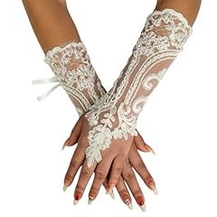 A-b- Milky White -Lace Fingerless Gloves