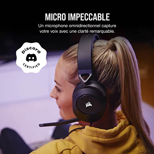Corsair HS65 Surround Casque de Jeu Filaire Multiplateforme - Son Surround Dolby 7.1 - SonarWorks SoundID - Compatible iCUE - PC, Mac, PS5, PS4, Xbox, Nintendo Switch, Mobile - Carbon