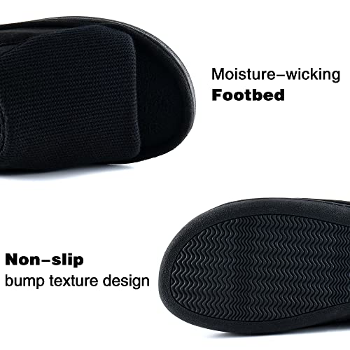 Honalika Cozy Men's Open Toe House Slippers Memory Foam,Comfy Slip On Indoor Slippers For Men Breathable, Non-Slip Soft Bedroom Home Slippers Lightweight #TOP1