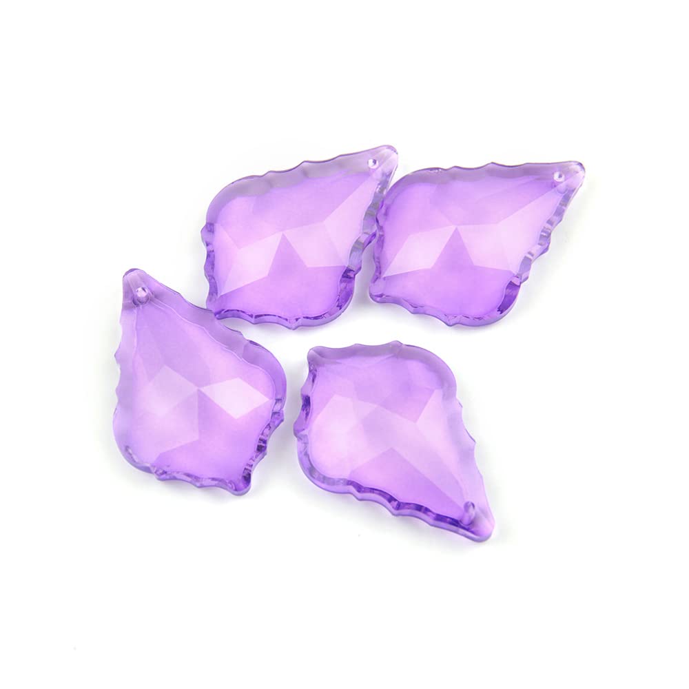 XIANGGUA 38/50mm 10~100pcs Colorful Crystal Maple Leaf Glass Lighitng Chandelier Prism Parts Crystal Chandelier Pendants For Home Decor(Violet,50mm 60pcs)