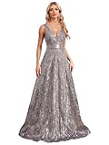 Sleeveless Glitter Sequined Womens Long Formal Gown Aline Prom Dress for Anchorwoman Floor Length Evening Dress Grey XL