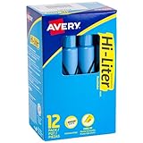 Avery Hi-Liter Desk-Style Highlighters, Smear Safe Ink, Chisel Tip, 12 Light Blue Highlighters (07746)