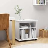 Holepyr Armadio a rotelle, in legno bianco lucido, 60 x 45 x 60 cm, con ruote, cassetto e porta, mobile e versatile, per ufficio, corridoio, cantina, spazio e ordine