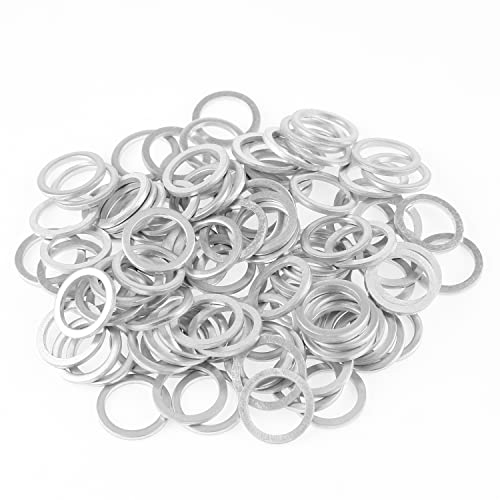 Image of HELIFOUNER 100 Pieces M12x16x1.5mm Automotive Drain Plug Gaskets, Oil Crush Washers, Aluminum Flat Washers, Inner Diameter 12mm, Outer Diameter 16mm, Thickness 1.5mm