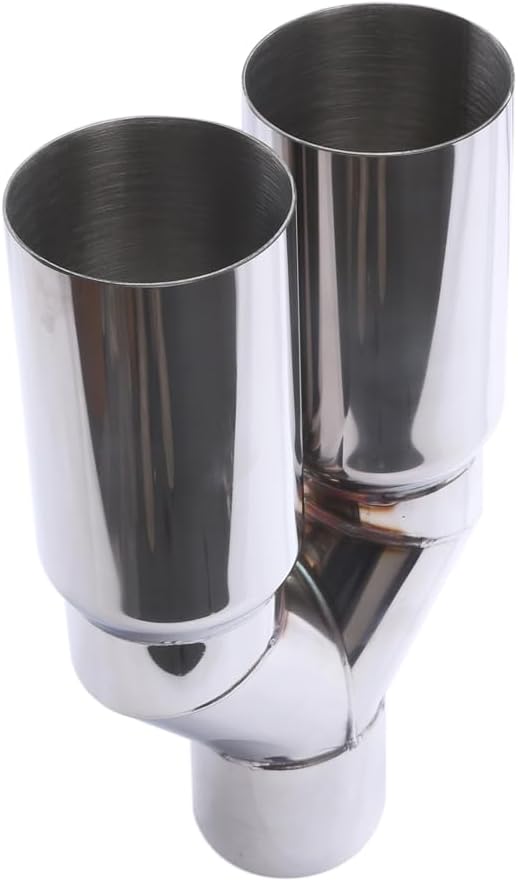 Dual Exhaust Tips 2.5 Inch Inlet 3 Inch Outlet, 10.4" Long Single Wall Polished Stainless Steel, Weld On Exhaust Pipe Tail Tip for Automotive Car Truck