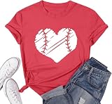 Baseball Shirt for Women - Baseball Heart Tee Baseball Mom Tops