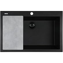 Zuhne Rialto 30 Black Granite Composite Kitchen Sink, Dual Mount Undermount Drop-In Single Bowl, Matte Black, Quick Drain Dry Tech, Cutting Board, 30 x 20 in