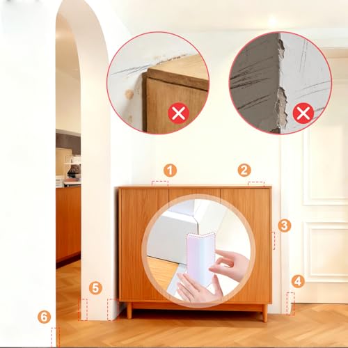 Baseboard Corner Protectors,Thickened Rubber Self Adhesive Corners Blocks Guards Trim for Baby Proofing Edge Furniture,White,4PCS - Image 6
