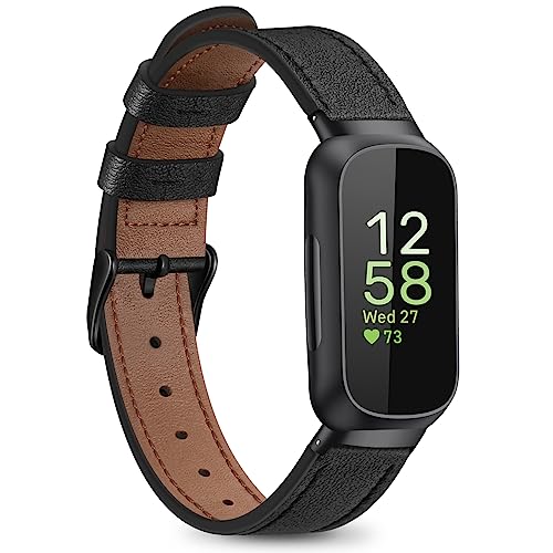 Fintie Bands Compatible with Fitbit Inspire 3 2 1 HR, Soft Genuine Leather Replacement Strap Wrist...