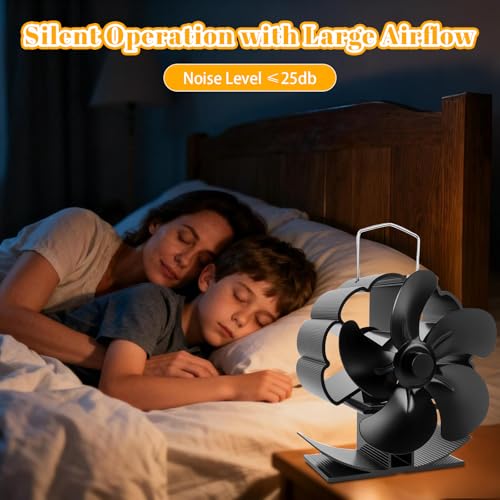 Suprbird Ventilatore Per Stufa 5 Pale, Ventilatore Per Camino, Protezione Dal Surriscaldamento, Ventilatori Per Stufe A Legna, Senza Corrente Silenziosa Ed Efficiente Per Camino/Pellet/Gas - 5