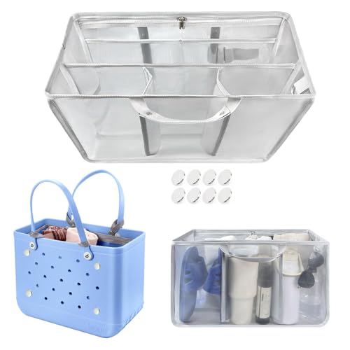 XYFuuee Beach Bag Organizer Inserts for X Large Bogg Bag Accessories, Original XL Lightweight Mesh Insert Divider Pouch, Organizing Rubber Tote Bags, Save Storage Space (Gray)