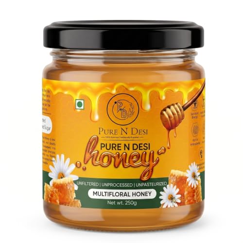 Image of PURE N DESI 100% Pure Organic Honey - 250g | Row Honey for Fitness & Health | Natural Immunity Booster | 100% Indigenous | Rich in Antioxidants & Minerals