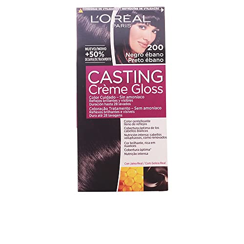 L'Oreal Paris Casting Crème Gloss Coloración Sin Amoniaco, Tono: 200 Negro Ébano, El embalaje puede variar