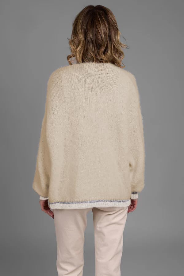 Women's Cardigan Sweater Long Sleeve Color Block Open Front Casual Knit Outerwear - Image 6