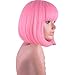 Annivia Pastel Pink Short Bob Wig with Bangs for Women 12inchShoulder Length Heat Resistant Soft Synthetic Pink Wigs (Pink)