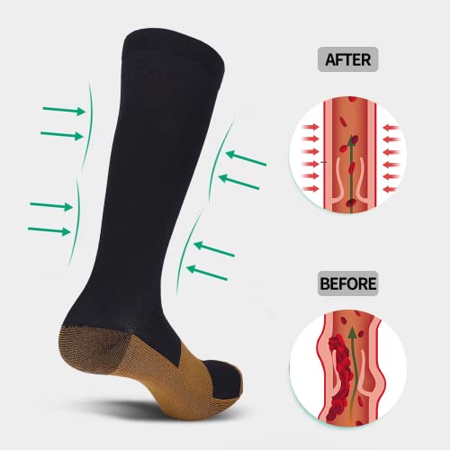 Sainberth Compression Socks For Women & Men Circulation 4 Pairs 15-20Mmhg For Nurse,Medical,Running,Athletic Support Socks,Black #TOP4