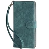LMFULM® Hülle für Umidigi A13 / A13s / A3 Pro (6,7 Zoll) PU Lederhülle Retro Gefrostet Magnetverschluss Handytasche Anti-Diebstahl-Bürste Brieftasche Stand Ledertasche Grün