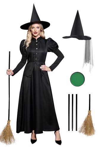 Clarisbelle Women Halloween Wizad Cosplay Wicked Gothic Witch Sorceress Costume