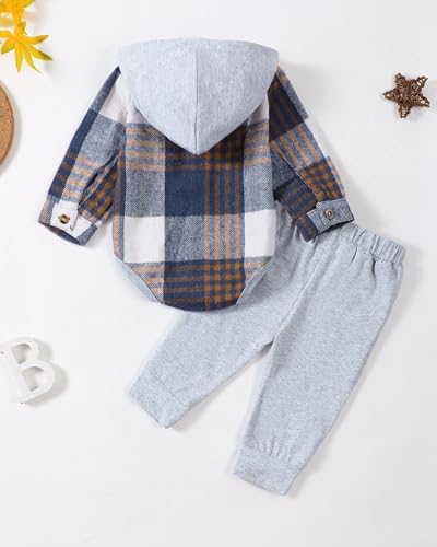 Renotemy Newborn Baby Boy Clothes Infant Boy Outfits Baby Hoodie Romper Fall Winter 0 3 6 9 12 18 Months Baby Clothes for Boy3