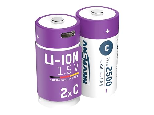 Batterie rechargeable R14 C LR15 Li-Ion 1,5 V 2500 mAh Ansmann USB-C