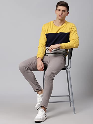 Image of Dennis Lingo Men's Cotton Blend Full Sleeves Color Block Sweatshirt - Regular-Fit, Crew Neck, and Lightweight, Casual Winterwear for Men