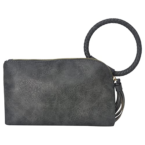 Image of NGIL Faux Leather Mini Wristlet Purse | Women's Handbag, Fashion Wristlet Wallet, Compact Everyday Purse with Fringe Tassel