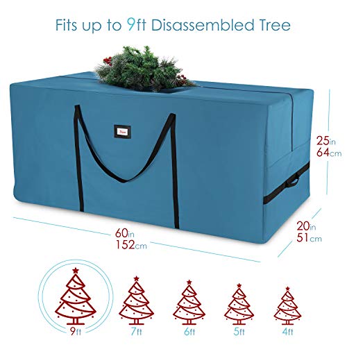 Image of Hearth & Harbor 9 ft Rolling Christmas Tree Storage Bag - Artificial Christmas Tree Bag with Reinforced Handles, Dual Zipper, Wide Opening and Wheels - Storage Container for Trees and Decorations