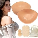 Wieysdoo Rellenos Sujetador Adhesivos por Ambos Lados，fáciles de Transportar y Reutilizables，Rellenos Invisibles para Aumentar el Pecho con Forma de empanadilla,Nude,M