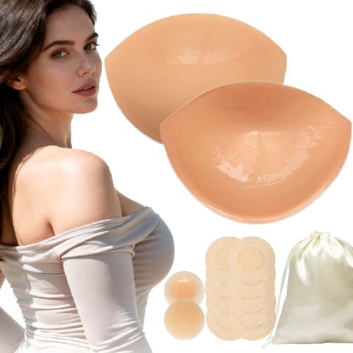 Wieysdoo Coussinet Soutien-Gorge Éponge Adhésif, Push Up Lifting Invisible, Rembourrage Amovible, Adapté Aux Robes, Tops Et Lingerie,Ravioli,M
