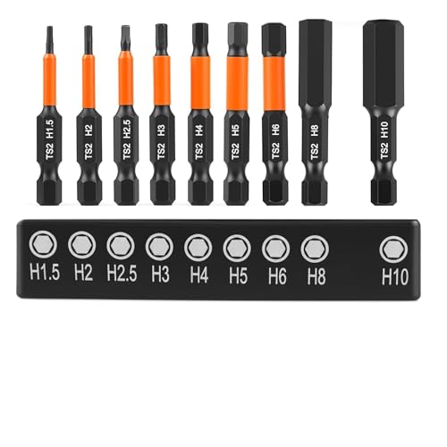 Jeu De 9 Embouts De PerçAge à Clé Allen En Acier S2, 50 Mm De Longueur, Douille Hexagonale IntéRieure MéTrique 1/4", Avec BoîTe De Rangement, H1.5-H10