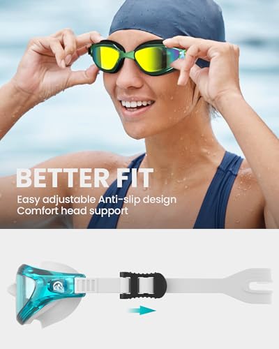 OutdoorMaster Goby Swim Goggles, Anti-fog Swimming Goggles No Leaking UV Protetion Adults Men Women Youth, Light Blue - image 6