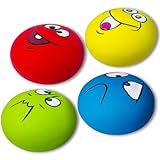 PUPATTIC Squeaky Dog Toys for Small Dogs 2.2', Flat Squeaky Dog Balls Small Dog Toy Ball, Latex Dog Squeaky Toys Ball Indoor, Outdoor