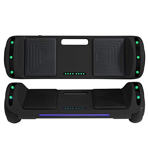 Moderner Electric Hoverboard Scooter Two Wheels Hoover Board Smart self Balancing Scooter with Built in Speaker LED Lights for Gift (Chrome Black)