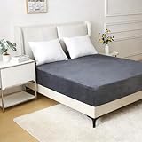 Nokolulu Twin Velvet Fleece Fitted Sheet Only - Ultra Soft Fuzzy Fluffy Plush Flannel Bottom Sheet - 16' Extra Deep Pocket - Cozy Skin-Friendly All Season Bedding (Dark Grey, 39'x75')